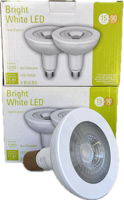 Bright White LED PAR 38 Light Bulb 15W/90W 1200 Lumens, (Pre-owned) NEW UNUSED 