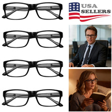2Pairs Square Reading Glasses 1.5-3.5 Matt Unisex Mens Womens Stylish Reader USA