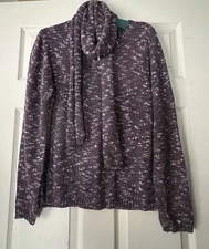 NWT Women Melange Pullover And Long Scarf V-Neck SZ: L