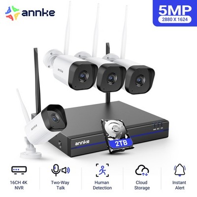 ANNKE 5MP 16CH NVR Wireless Security IP Camera System Two Way Audio Human Detect