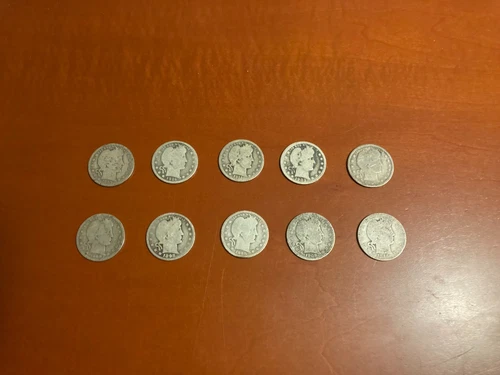 10 - Barber Silver Quarters Years 1897-1916
