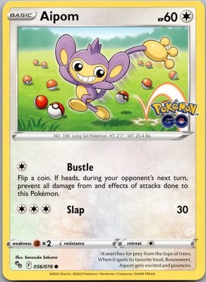 Aipom Common Pokemon GO 056/078 NM