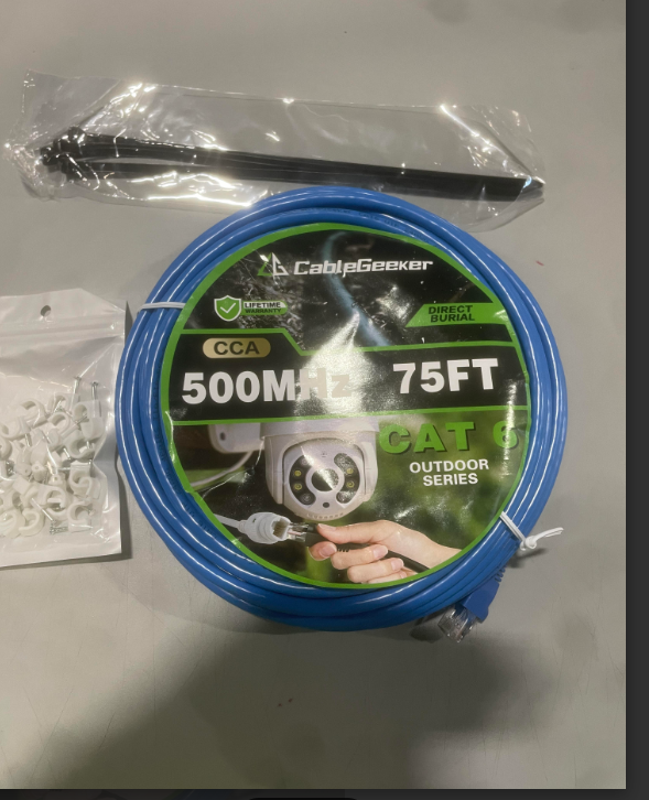 CableGeeker 75ft Blue Outdoor CAT6 Ethernet Cable 24AWG RJ45 Patch Cord-image