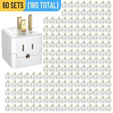 Wholesale 3-Outlet Grounded Wall-Mounted AC Power Travel Adapter Plug,ETL Listed