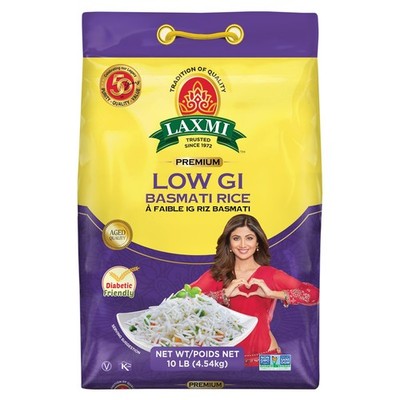 Laxmi Diabetic Friendly Basmati Rice w/Lower G.I. Index 10 Pound (Pack of 1)