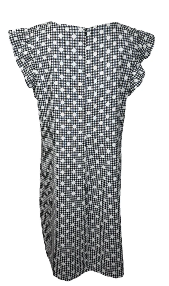 ELLE Women’s XL Black & White Gingham Dot Sheath Dress – Short Sleeve - Image 2 of 4