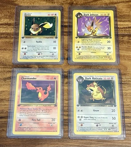 Pokémon 1st Edition Team Rocket Lot- Eevee Charmander Dark Jolteon Dark Raticate