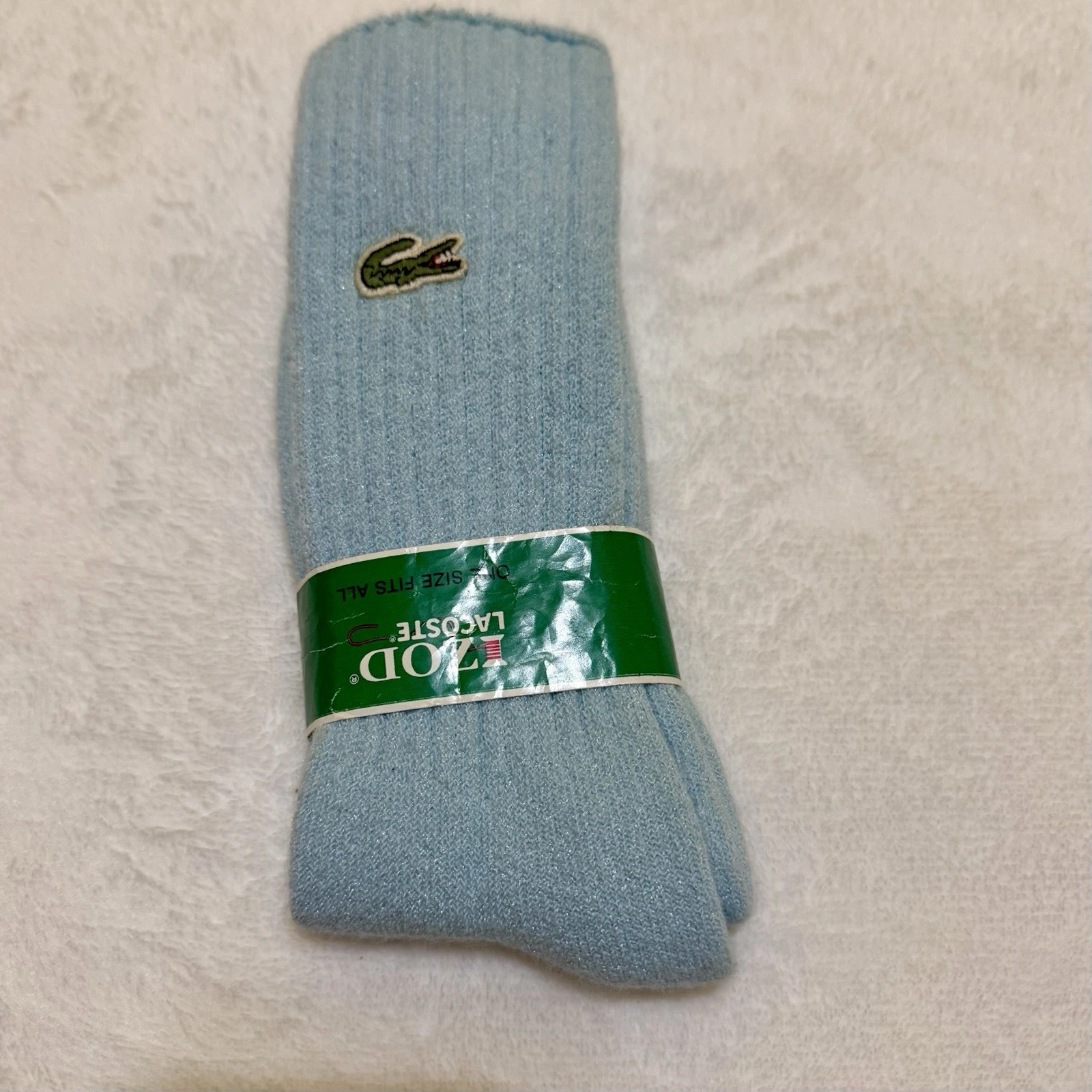 NWT 70s 80s Izod Lacoste Men’s Orlon Socks Carolina Blue Embroidered Alligator