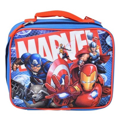 Lunch Bag - Marvel Avengers Cartoon Ironman Rocket Thor Blue Insulated Tote NEW