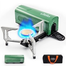 BIG HORN OUTDOORS Butane Camping Stove, Portable Folding Gas Small, Green