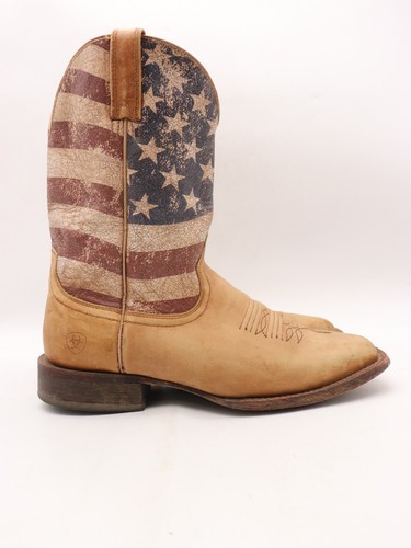 Ariat Circuit Proud Men's 10.5 EE Western Cowboy Boots Leather American Flag