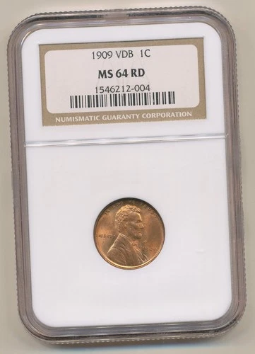 1909 VDB LINCOLN CENT NGC MS64 RD RED 1st YEAR VARIETY