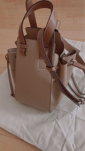LOEWE Hammock Small Drawstring Bag Beige Bicolor with Dust Bag