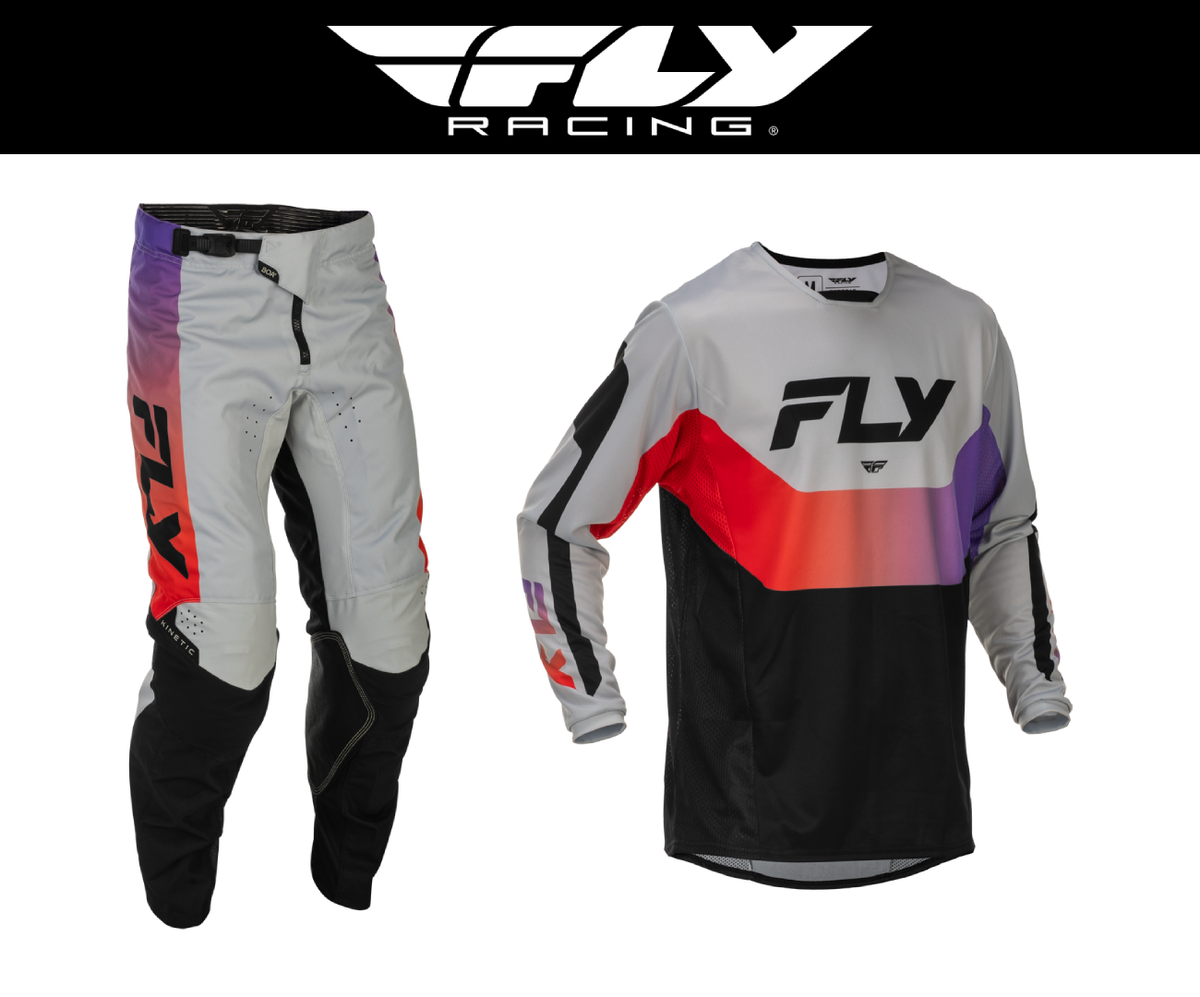2026 MX26 Fly Racing Kinetic Gear Set - Jersey & Pants - Grey Red