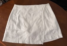 A New Day White Linen Blend Wrap Skirt Women  s Size 16