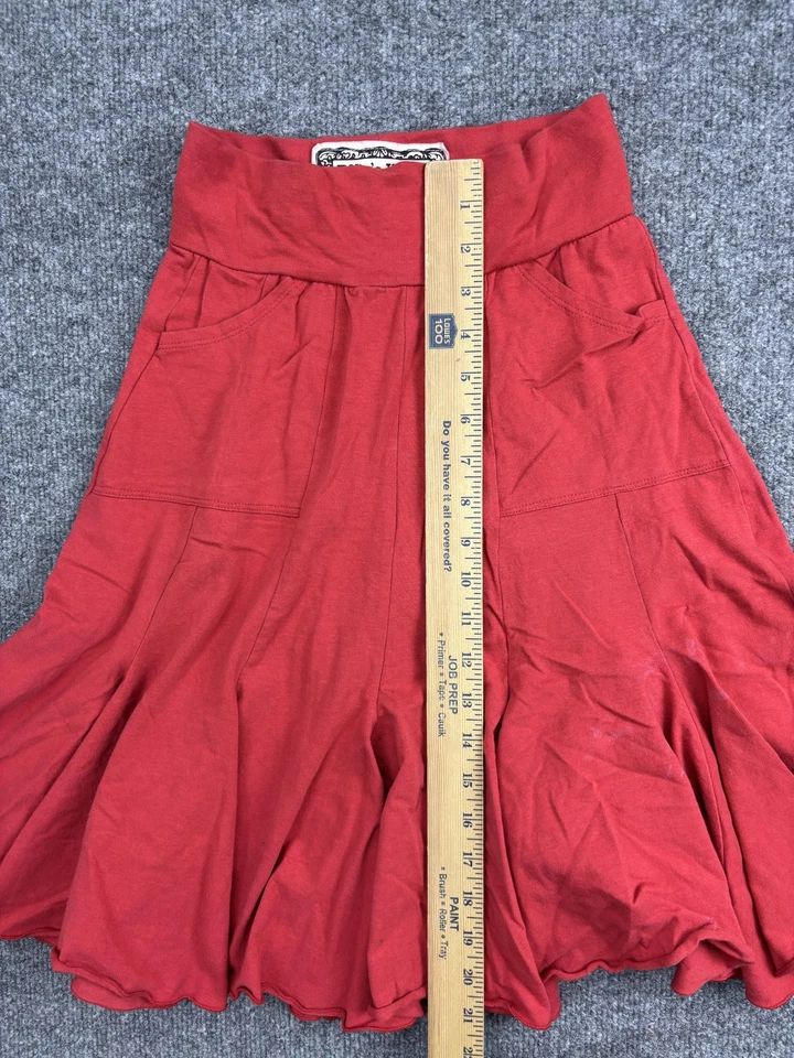 Falda Corazón Effie's Para Mujer XS Roja Acampanada Línea A Algodón Pima Bolsillos Elásticos Foto 4 de 4