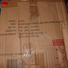 Henn&Hart Tall Table Lamp with Fabric Shade Clear Glass Brass/White 16.61"