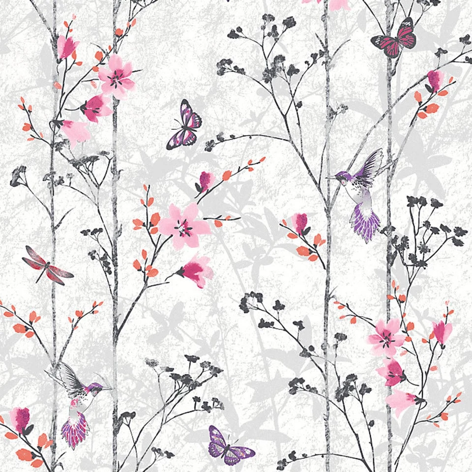 Papel Pintado Mariposas Edén Rosa Muriva 102550 Rollo 10m Estilo Floral Vintage Foto 2 de 2