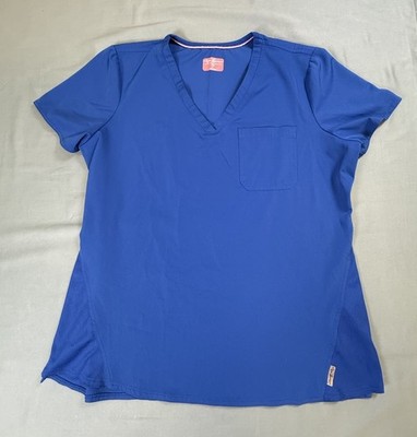 Ava Therese Women s Scrub Top Size Large Blue Fitted 1123