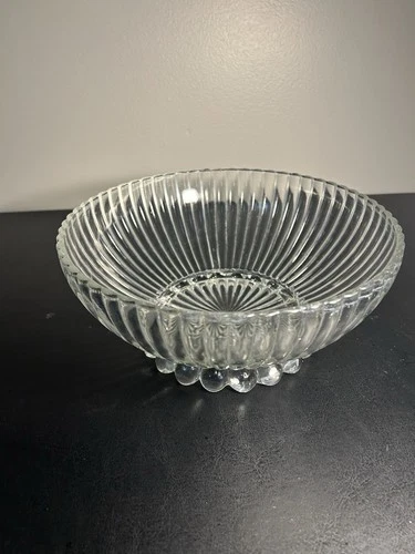 VTG Anchor Hocking:  PATTERN AHC 37 - 9" VERTICAL RIB BALL FOOT SALAD BOWL Serve