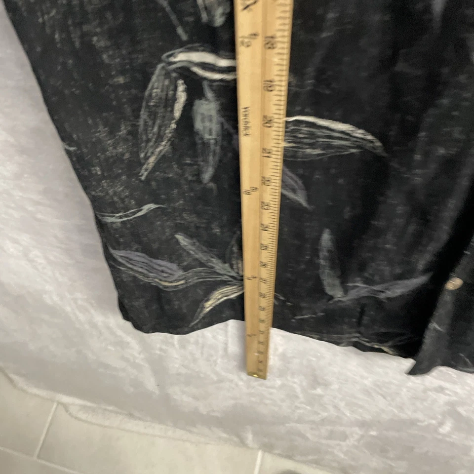 Izod Golf Mens Hawaiian Shirt Black Floral Large Silk Blend SHort Sleeve Collar - Image 4 of 4