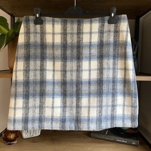 M S Collection Blue Mix Check Soft Wool Blend Mini Skirt Uk 10 Vgc Ebay