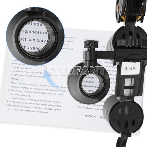 ETERFANT 3,5X Dental Chirurgisches Stirnband Binokular Lupen 5W LED Stirnlicht 2 LEDs - Bild 9 von 23
