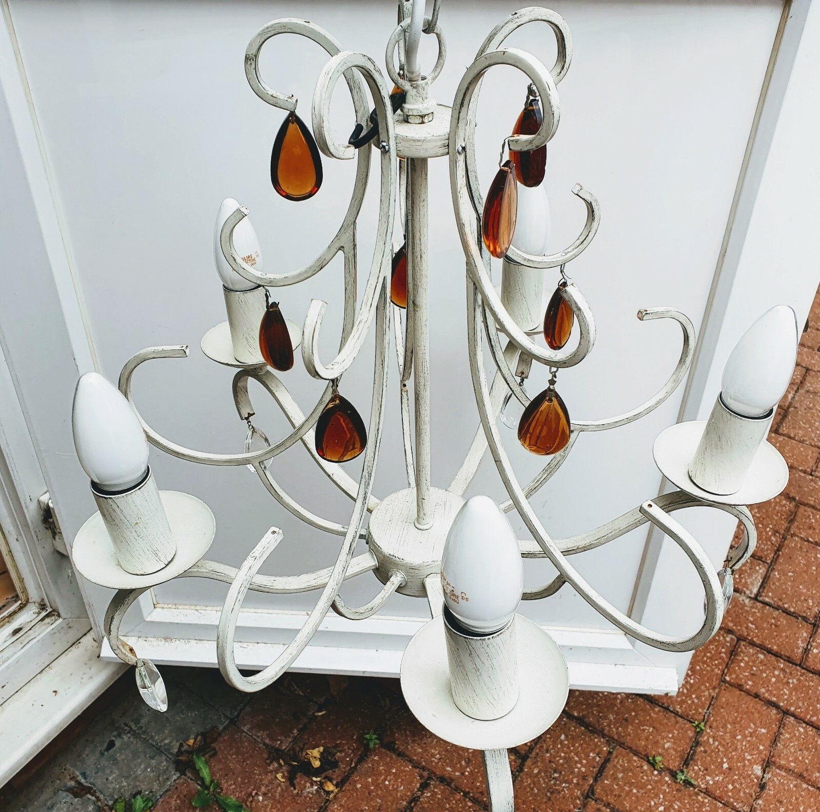 Laura Ashley Chandelier White Ceiling H48cm Chandelier with Amber