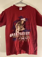 Small Brad Paisley 2007 Bonfires & Amplifiers Tour T-Shirt Rare Country Shirt