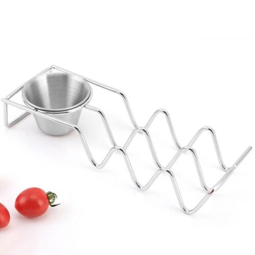 Wave Shaped Taco Holder Stand Stainless Steel Tray Plate  Restaurant - Afbeelding 1 van 11