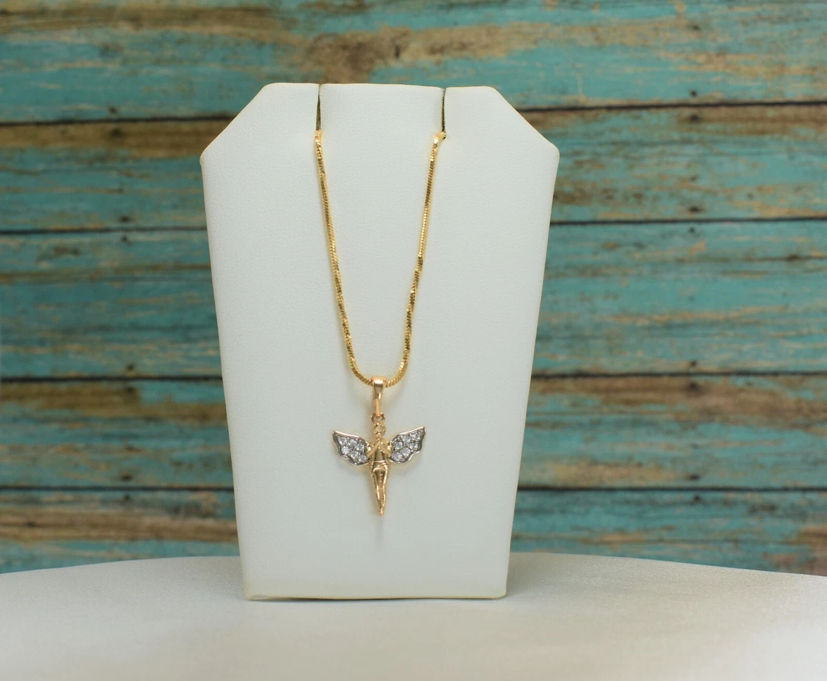 Angel Pendant Necklace - 14K Gold Plated Angel Necklace, Guardian