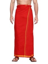 Men's Cotton Colorful Lungi in Size 2 Mtrs Single Lungi-  Red, Pack Of 1 