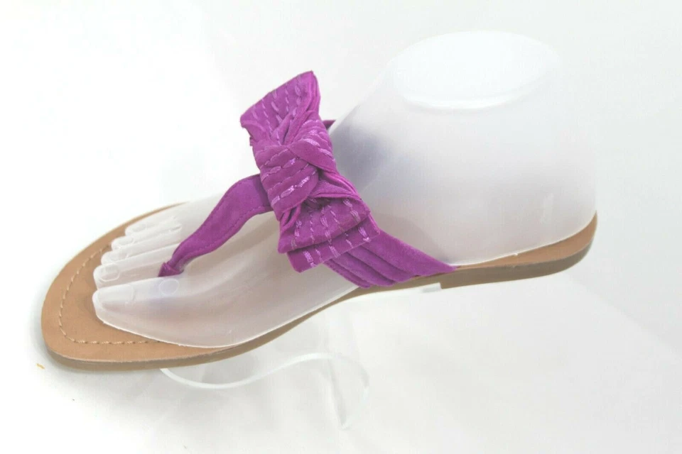 Jessica Simpson Jumba Women's 6.5B Purple Leather Bow Flip Flop Thong Sandals - Image 3 of 4