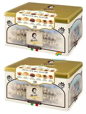 2 Packs Matilde Vicenzi Italian Pastry and Cookie Tin 24.34 oz Each = 48.68 oz