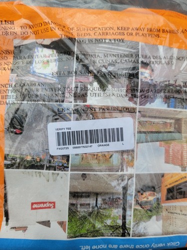 Supreme Verify Tee in Orange Large FW20 Deadstock/ new york captcha ny - Picture 4 of 6