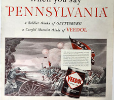 Pennsylvania Gettysburg Veedol Motor Oil Vintage 1939 Ad Magazine Print