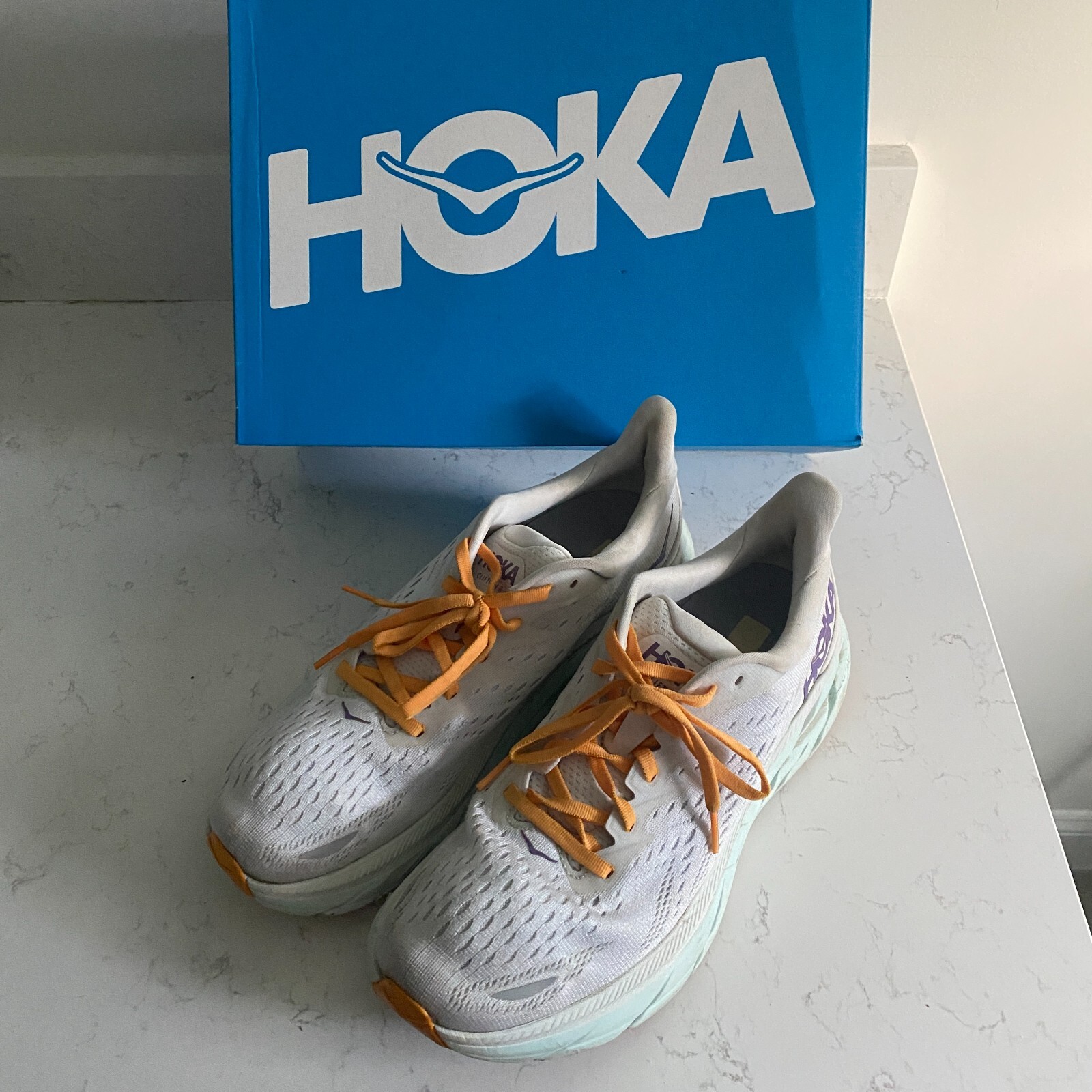 Hoka One One Clifton 8 Blanc De Blanc Women's Running Shoes Sze 10B 1119394 BDBW