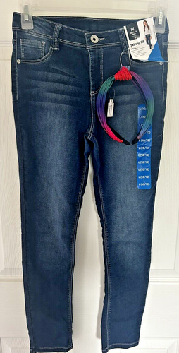 Girls Skinny Fit Jean Size L 10/12 Denim & Multi Colors Headband 26W X 22L