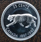 1967 Canada Silver 25 Cents Bobcat Canadian Quarter 25C Proof Like