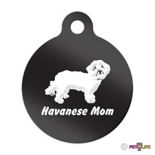 Havanese Mom Engraved Keychain Round Tag w/tab blanquito v2 Many Colors