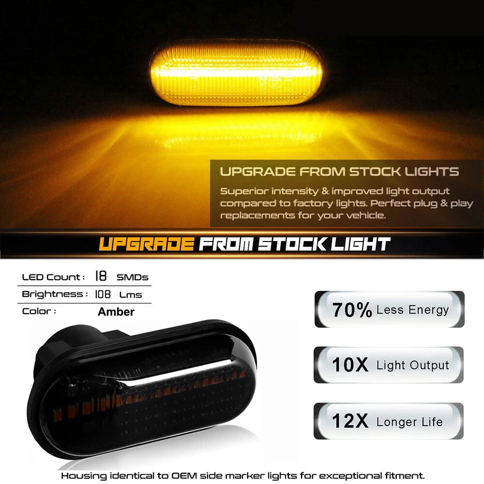 Lente de humo LED secuencial LED para guardabarros delantero luz marcadora lateral Fit 01-09 Honda Civic Foto 2 de 4