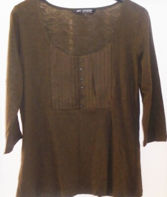Autograph Weekend M&S Marks & Spencer Pleat Front Top khaki cotton Size 12 New
