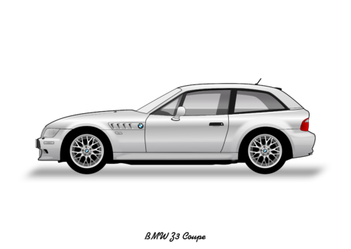 POSTER - BMW BMW Z3 COUPE - (A4 A3 A2 sizes) Art Print Car RENDER - Afbeelding 1 van 1