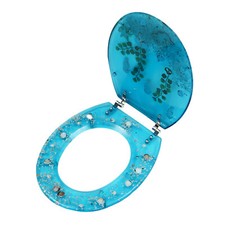 Resin U/V type Toilet Seat Aquarium Seat Blue Sea Fish Shells Shape Toilet Seat