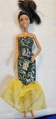  Mattel African American Barbie Doll Restyle Redress Clone Dress Gown Ooak C411G
