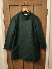 Toast Wool Coat. 14. Dark Green. Lined.