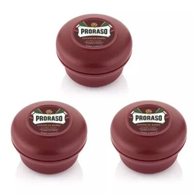 PRORASO Shaving Soap TRIPLE PACK | Sandalwood and Shea Butter | 150ml RED Bowl