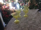 4 Uranium Vaseline Depression Glass Custard Sorbet Ice Cream Dessert Cups