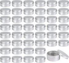 Moretoes 45 Pack 4oz Metal Round Tins Aluminum Empty Candle Tins with Screw Lid