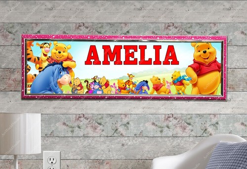 Winnie the Pooh - Poster nome personalizzato striscione festa di compleanno personalizzato - Foto 3 di 6